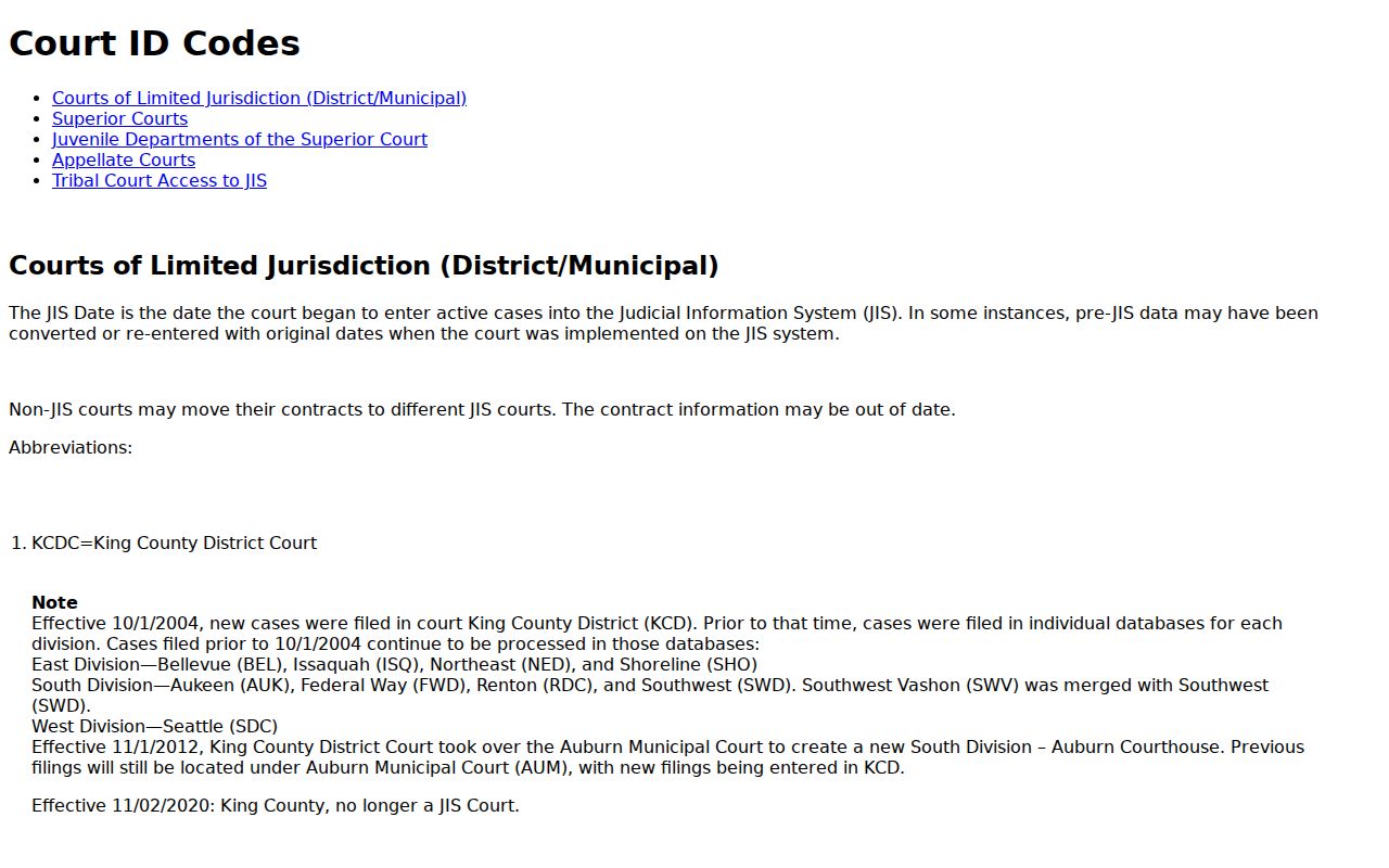 Adams County docket search court codes and migration dates