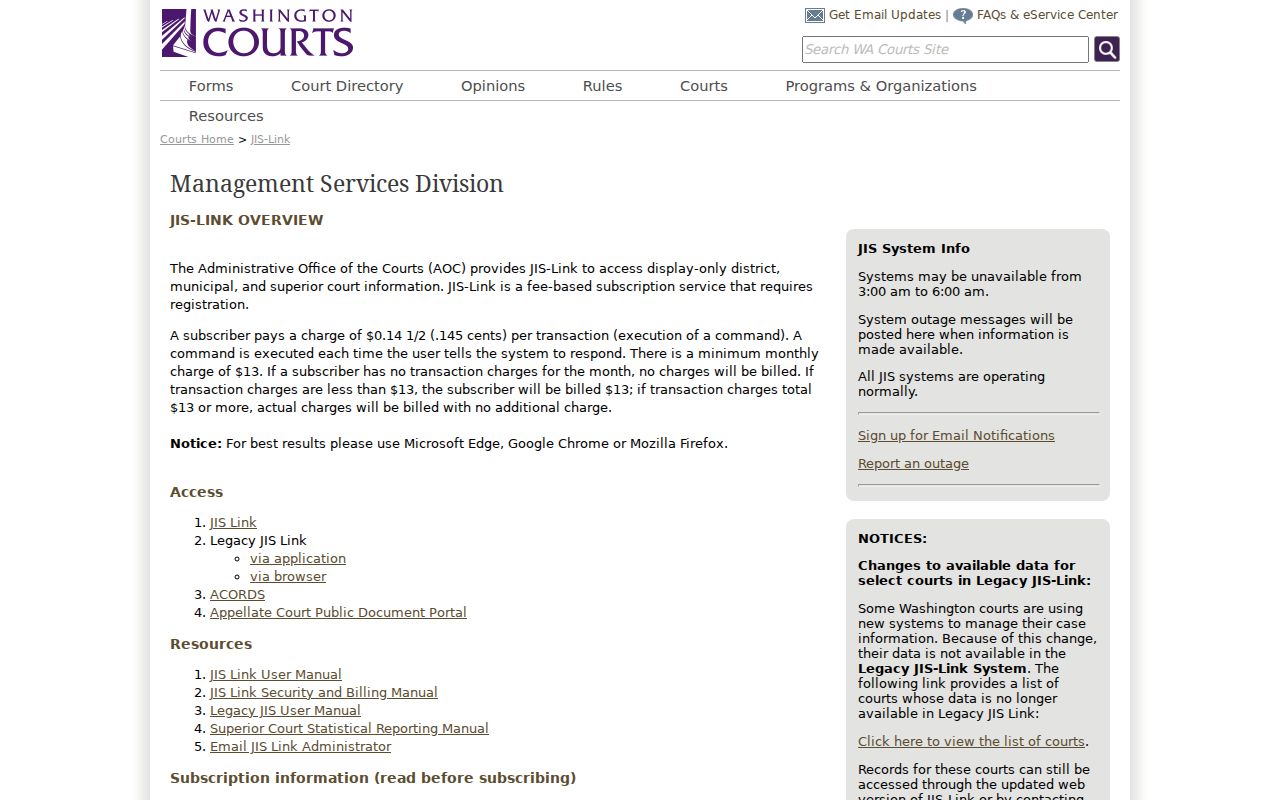 Adams County docket search through paid JIS-Link