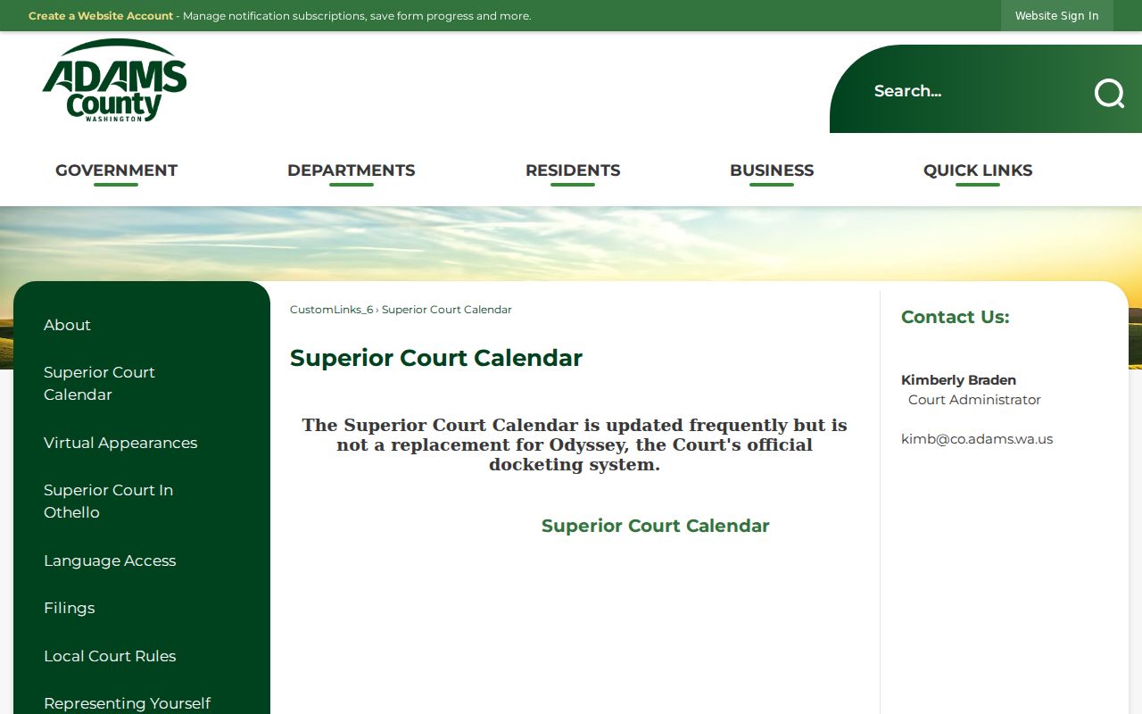 Adams County court docket warning about Superior calendar
